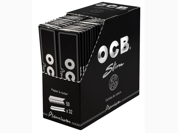 OCB Premium Black 50 x 32 Long Slim Papers