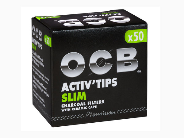 OCB Activ' Tips 50 Activated Charcoal Filters Slim 7mm
